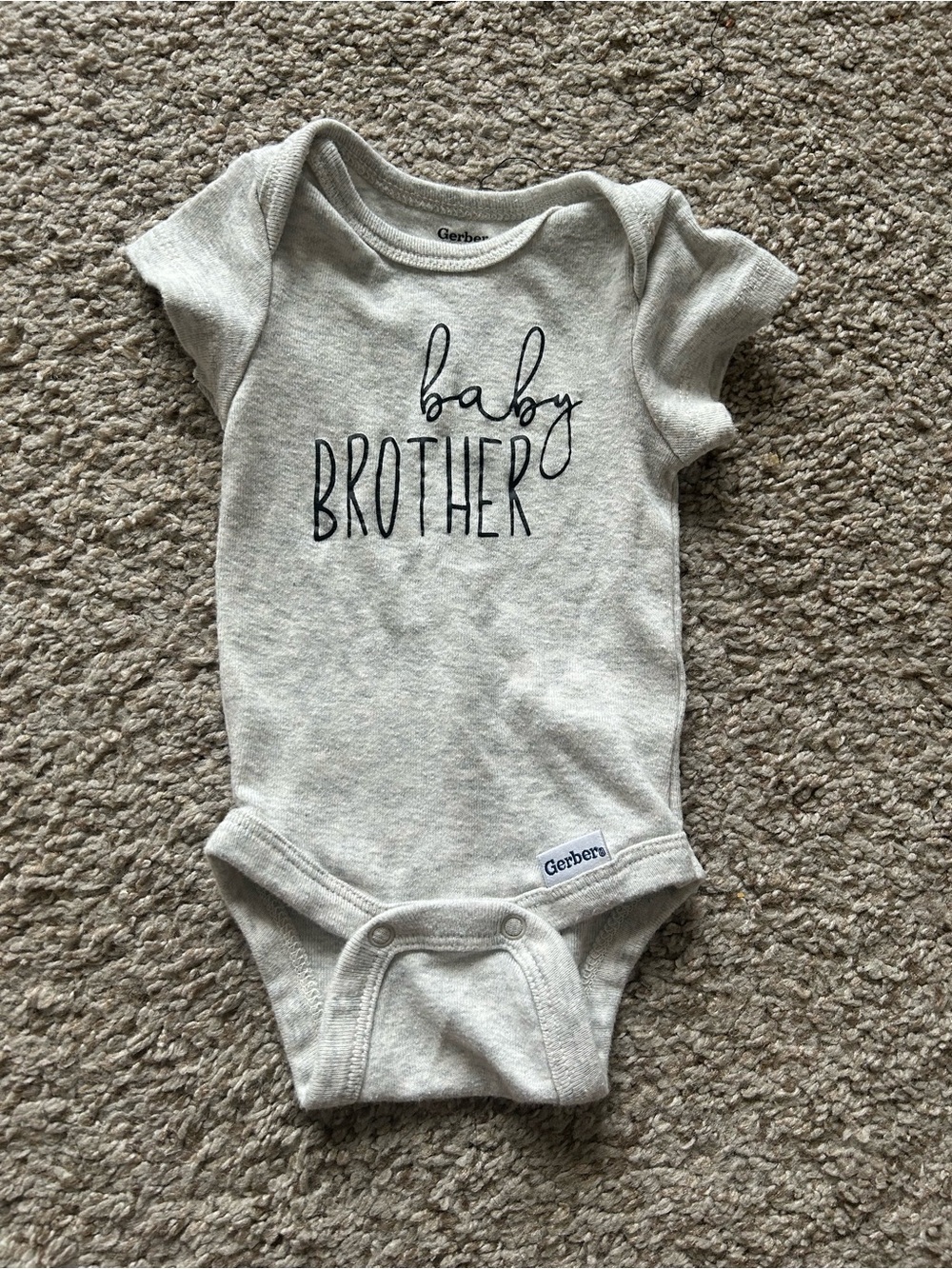 Gerber Light Gray 'baby BROTHER' Short-Sleeve Bodysuit